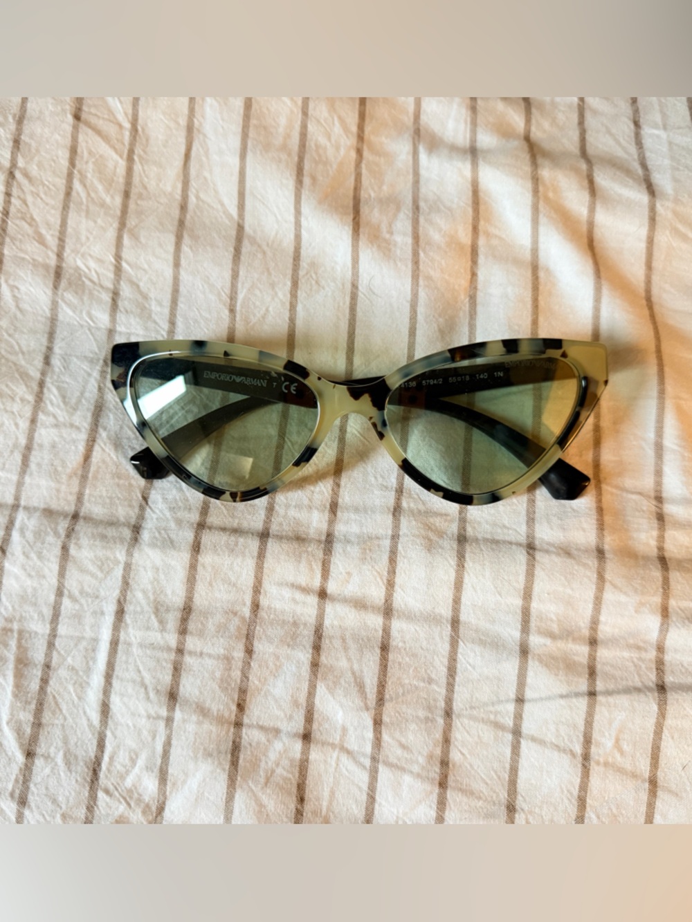 Emporio Armani Tortoiseshell Cat-Eye Sunglasses with Green Lenses